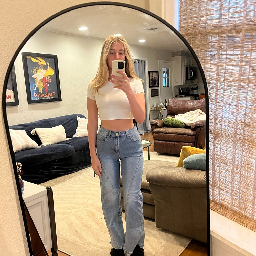 Light Blue Straight Leg Jeans
